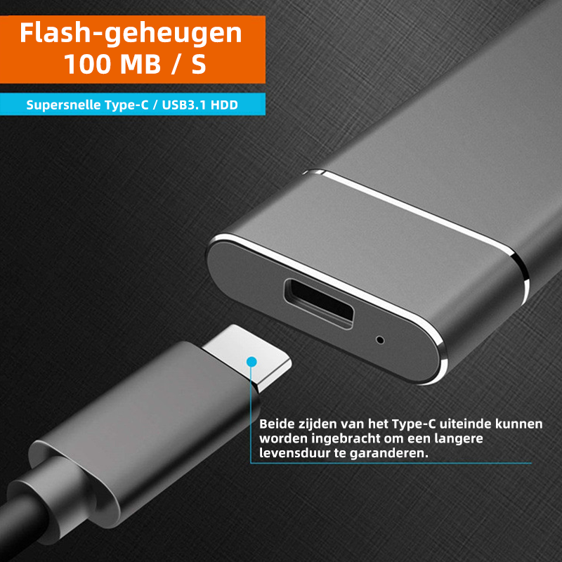 Externe SSD für schnelle digitale Datenspeicherung im Büro. Mobile Speichererweiterung mit USB-C Anschluss.