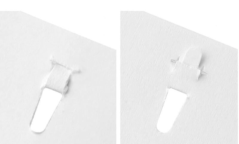 Ein Stapel Papier wurde mit dem umweltfreundlichen, heftklammerfreien Hefter sicher und sauber verbunden.