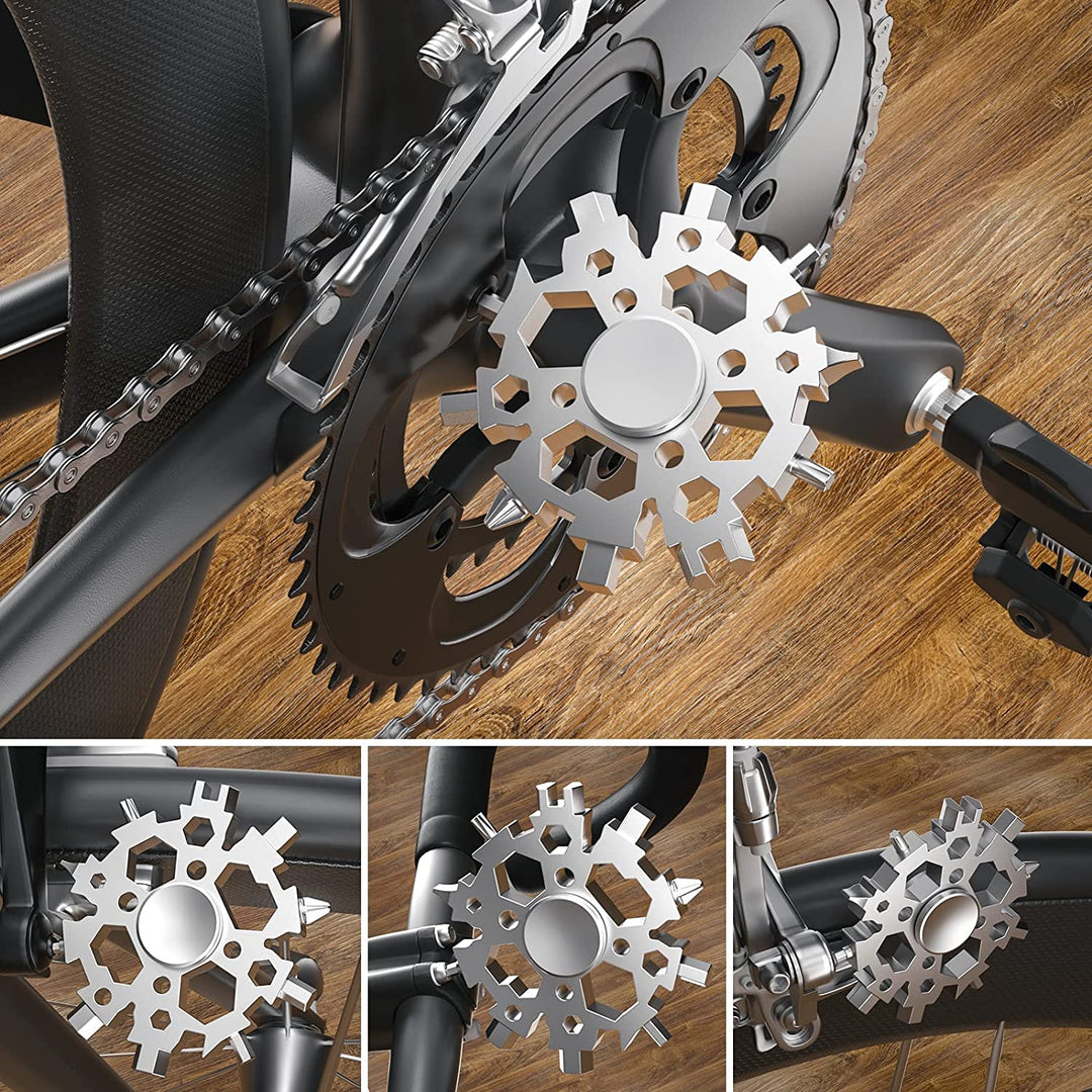 Das vielseitige Unisex Schneeflocken Multitool aus Edelstahl. Ideal für Outdoor, Camping & Stressabbau.