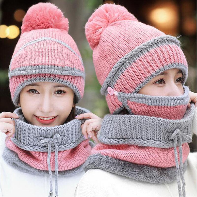 Weiche Fleece-Beanie als 3-in-1 Set: Gemütliche Wintermütze, warmer Schal & schützende Maske für kalte Tage.