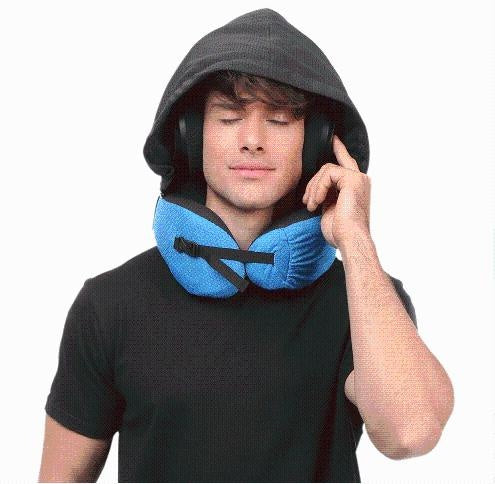 Ultimativen Reisekomfort erleben mit dem 6-in-1 ergonomischen Reisekissen mit Kapuze & Memoryfoam.