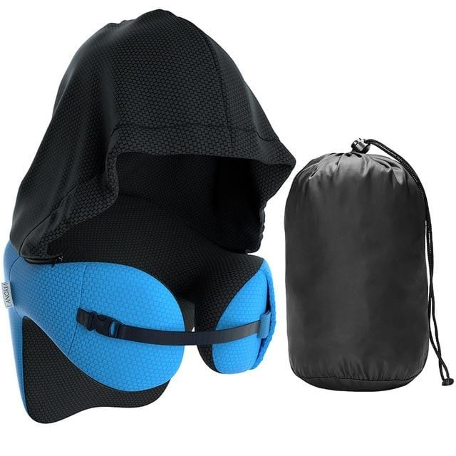 Das 6-in-1 Reisekissen mit Kapuze, Memoryfoam & Nackenstütze; vielseitig für Reise, Schlaf & Relaxen.