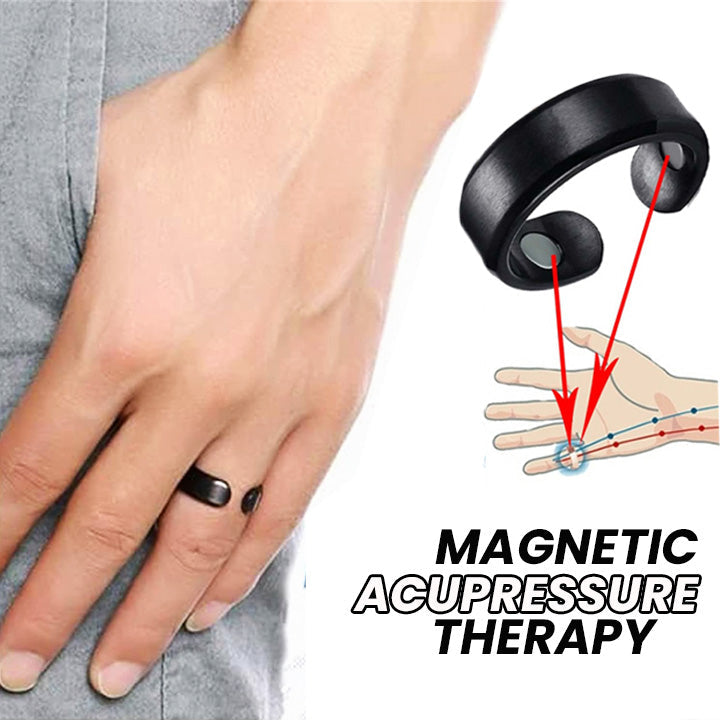Akupressur Ring für Stressabbau und Handwohlbefinden. Unisex, verstellbar, für tägliche Entspannung geeignet.