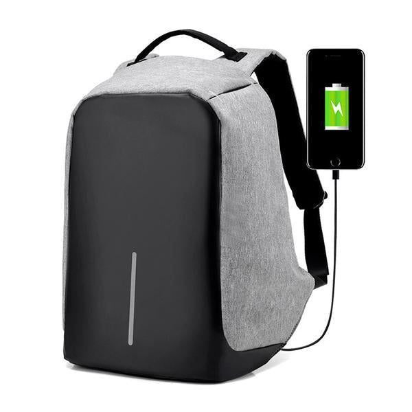 Unisex Anti-Diebstahl-Rucksack Schwarz mit USB-Ladefunktion & Laptopfach für sichere Pendler.