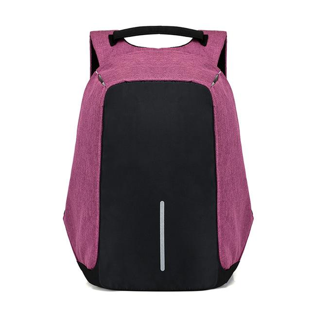 Moderner Unisex-Rucksack Lila mit Diebstahlschutz, USB-Ladefunktion & Laptopfach für den Alltag.