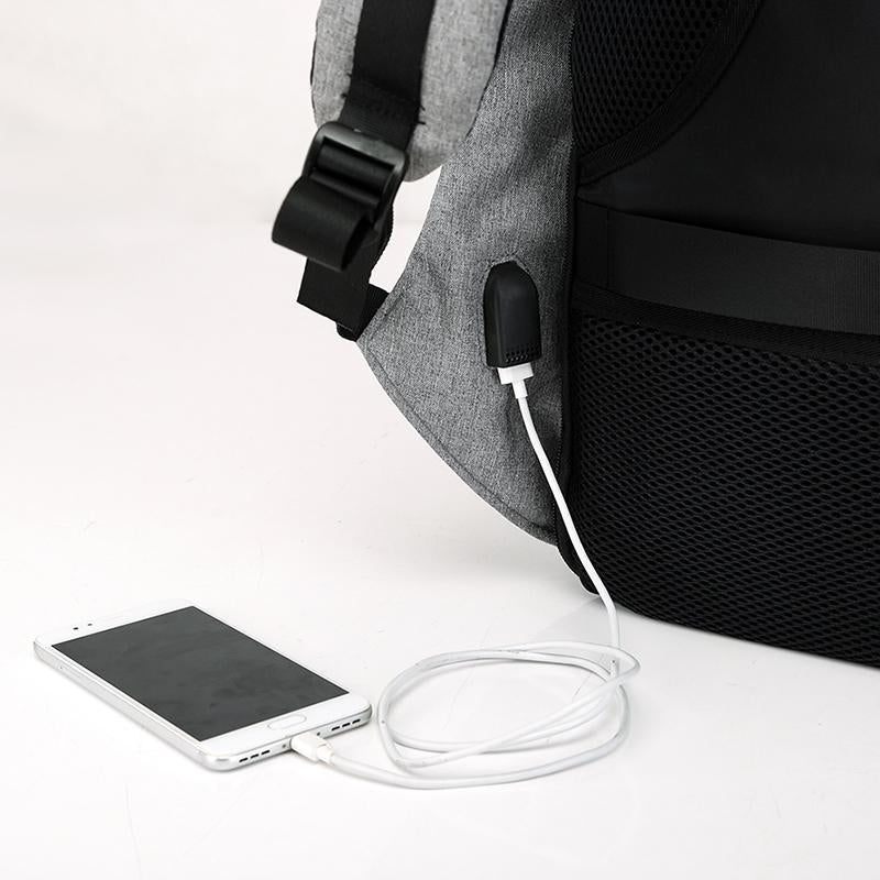 Moderner Anti-Diebstahl-Rucksack Schwarz, Grau, Lila mit USB-Ladefunktion & Laptopfach für Alltag.