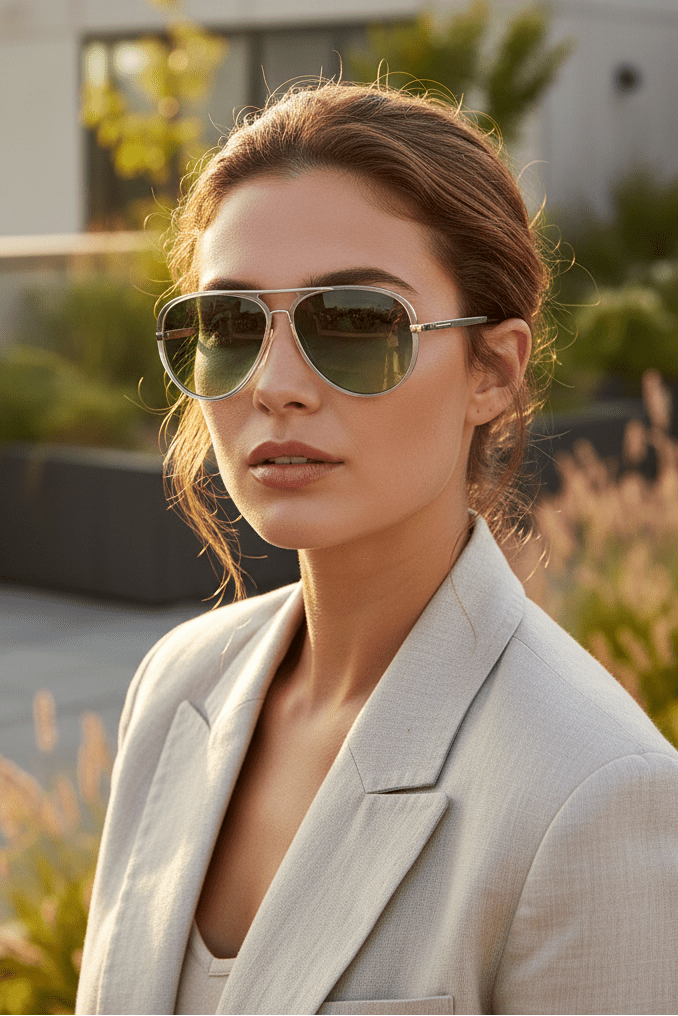Stilvolle, leichte Unisex Aviator Sonnenbrille "Lara" für optimalen UV400 Schutz.
