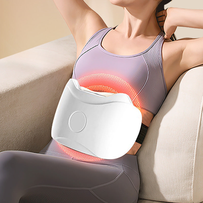 Unisex Bauchmassagegerät mit Wärme & Vibration für tiefe Entspannung & Stressabbau.