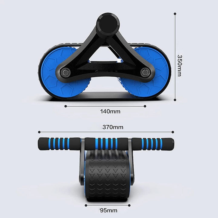 Kompaktes Bauchtrainer Rad, einfach zu verstauen. Perfektes Fitnessgerät für Heimtraining & Muskelaufbau unterwegs.