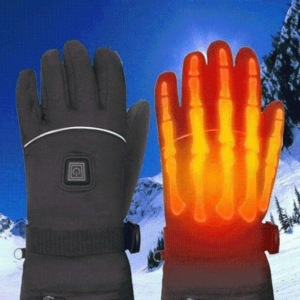 Nahaufnahme der Unisex Heizhandschuhe, zeigen Material & Heizfunktion. Perfekte warme Handschuhe für kalte Tage.