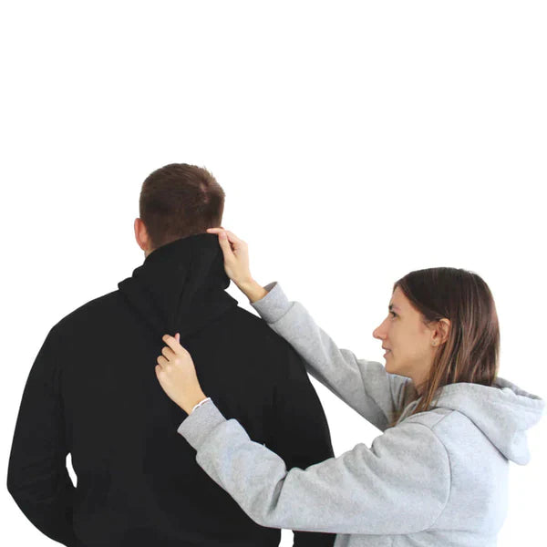 Beheizter unisex Hoodie in Blau, bietet effektiven Kälteschutz. Ein warmer Pullover für Herbst & Winter.