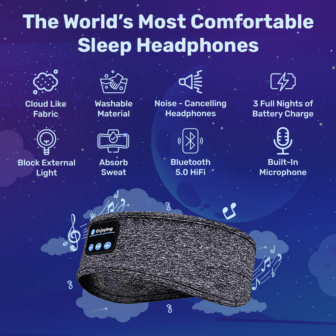 Kabellose Bluetooth-Schlafkopfhörer in Grau. Komfortables Stirnband für entspannten Schlaf & effektive Geräuschfilterung.