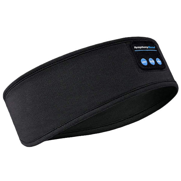 Elegante schwarze Bluetooth-Schlafkopfhörer als Stirnband. Unisex-Design für geräuschfreie Nacht & tiefe Entspannung.