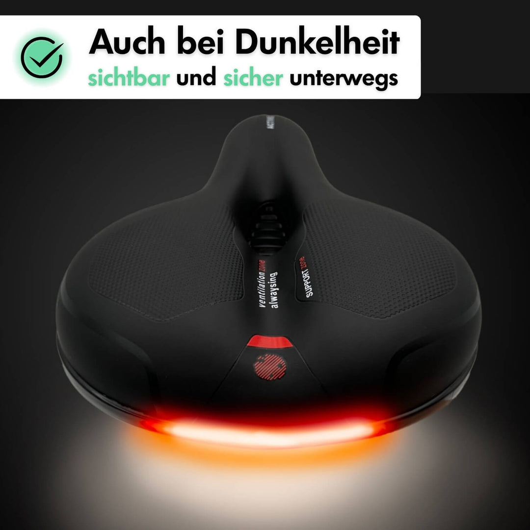 Komfortsattel gelb für Damen & Herren, mit Memoryschaum-Technologie gegen Taubheitsgefühle.