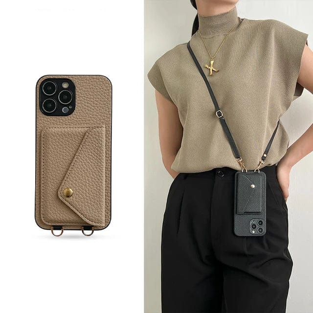 Unisex Crossbody Handyhülle mit Kartenhalter für diverse Smartphones, stilvoll und praktisch.