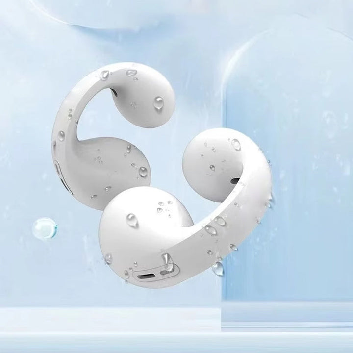 Schwarze unisex Bluetooth Sport-Kopfhörer, wasserdicht und kabellos, für Freisprech-Audio.