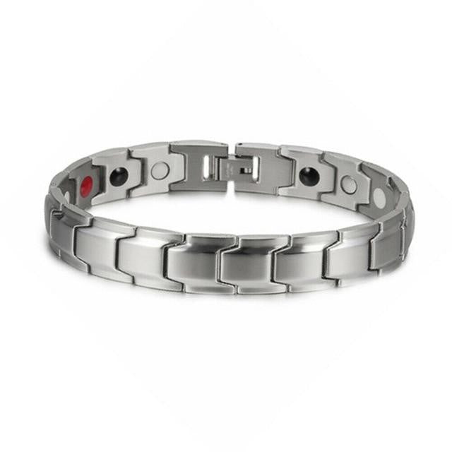Edelstahl-Magnetarmband für Herren & Damen mit Germanium zur Schmerzlinderung, Stressabbau & Wohlbefinden.