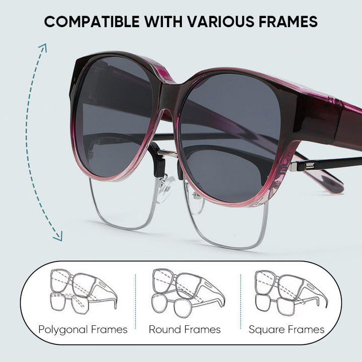 Die leichte Fit Over Sonnenbrille im Katzenaugen-Stil sorgt für hohen Tragekomfort & UV400 Schutz.