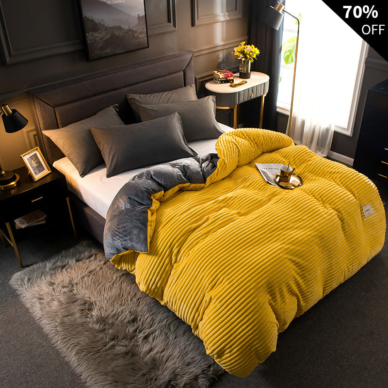 Blauer Flanell Bettbezug, kuschelige Winter Bettwäsche für Wärme & Komfort. Gemütliches Schlafzimmer Accessoire.