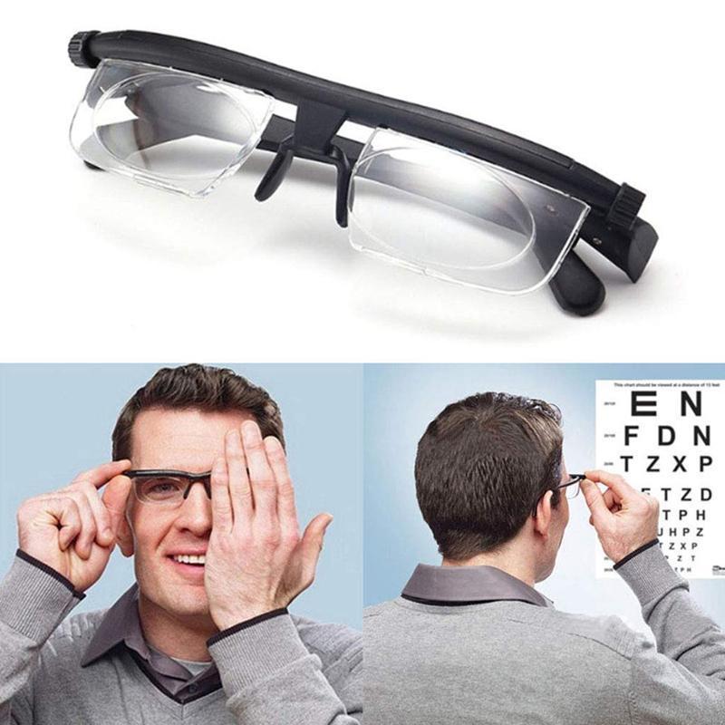 Unisex fokussierbare Lesebrille mit einstellbarer Zoom-Linse, schwarz. Komfortable Sehhilfe für den Alltag.
