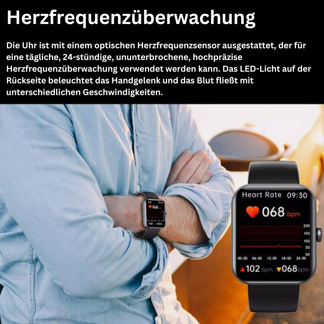 Nahaufnahme der GlucoWatch mit Displayanzeige für nicht-invasive Blutzuckermessung.