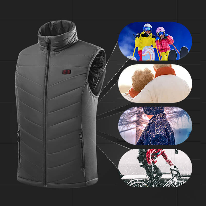 Unisex Graphen Heizweste in Schwarz, USB-wiederaufladbar, ideal für Outdoor & Alltag, bietet mobile Wärme.