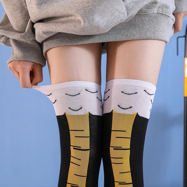 Bequeme Unisex Baumwollsocken im witzigen Hühnerschenkel-Design. Lustige Alltagssocken & Gag Geschenk.