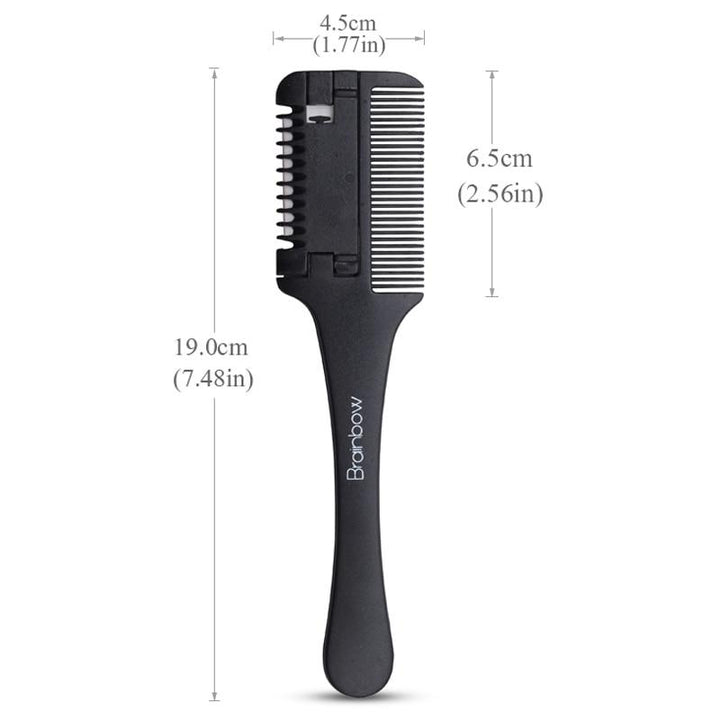 Robuster Haarkamm mit integriertem Rasierer für professionelle Ergebnisse beim Haarschnitt.
