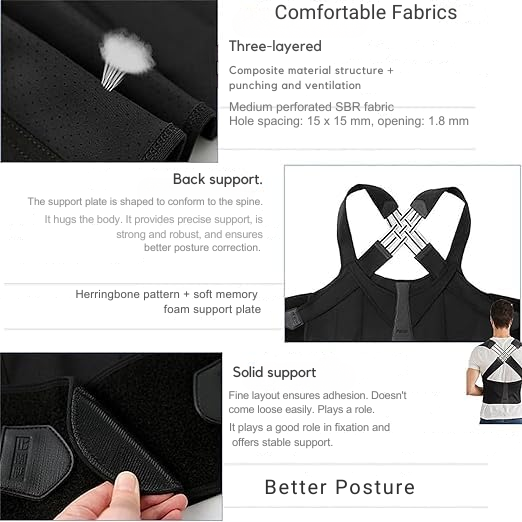 Diskreter Unisex Haltungskorrektor unter Kleidung, verbessert die Haltung und lindert Rückenschmerzen im Alltag.