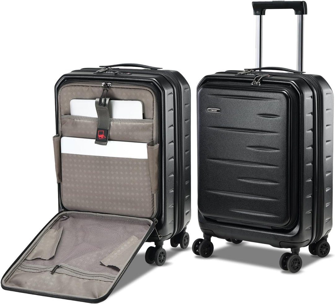 Smartes Handgepäck: Unisex Hartschalenkoffer mit Frontfach, erweiterbar & TSA-Schloss.