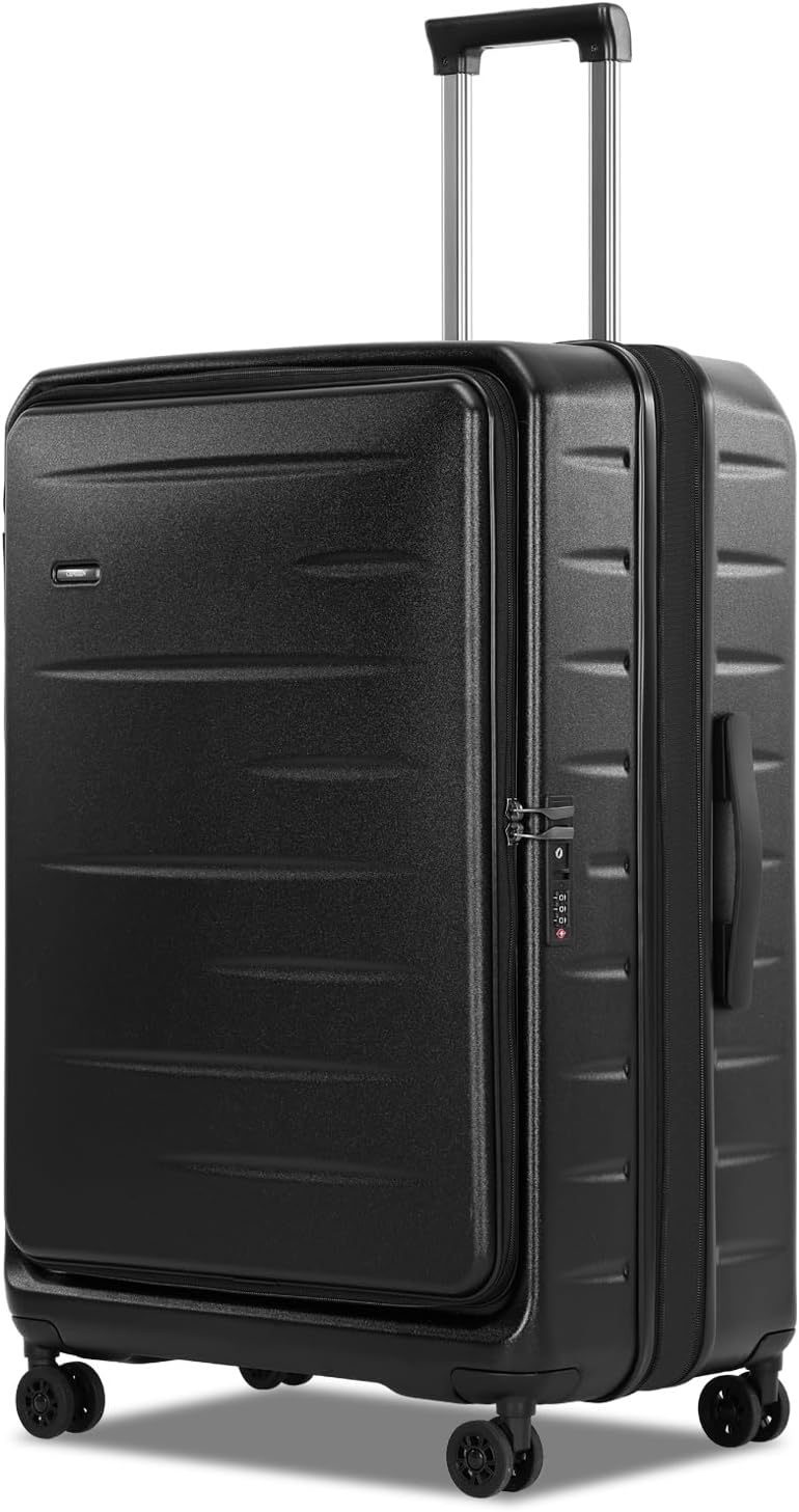 Unisex Reisekoffer mit Hartschale, Frontfach für Powerbank, erweiterbar & TSA-Schloss.