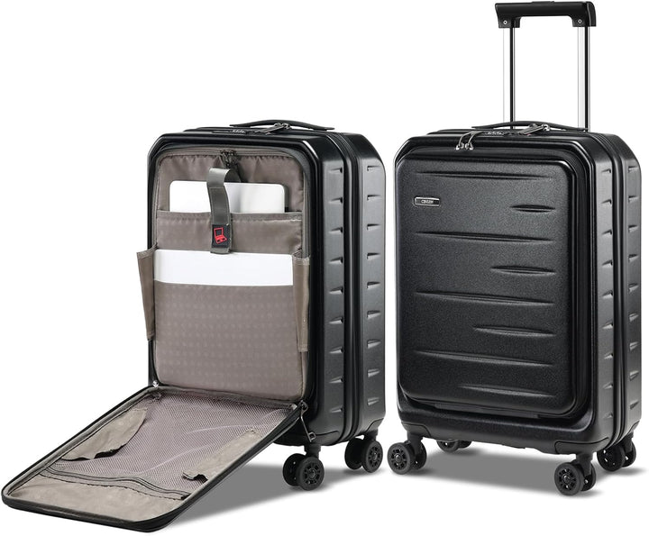 Kompakter erweiterbarer Hartschalenkoffer, unisex, mit Frontfach für Laptop & TSA-Schloss.