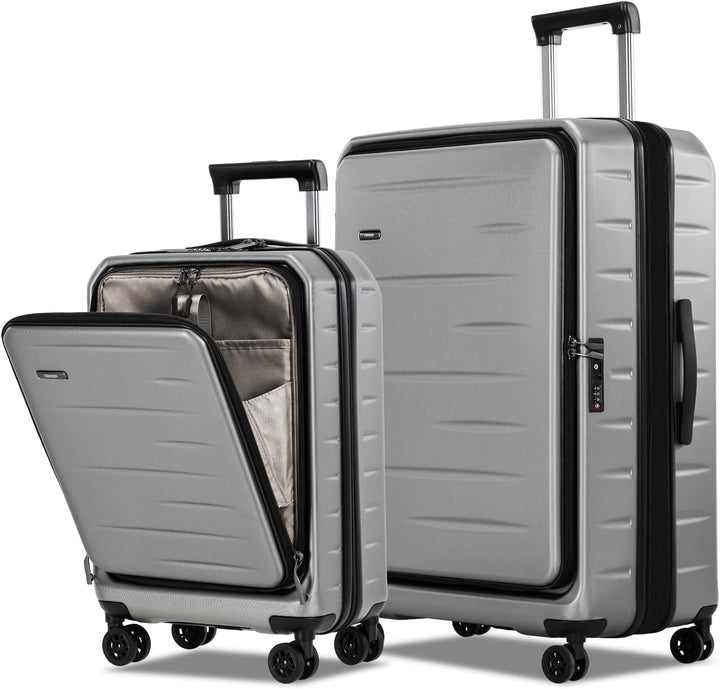 Stilvoller Hartschalen-Trolley, erweiterbar, mit praktischem Frontfach & TSA-Zahlenschloss.
