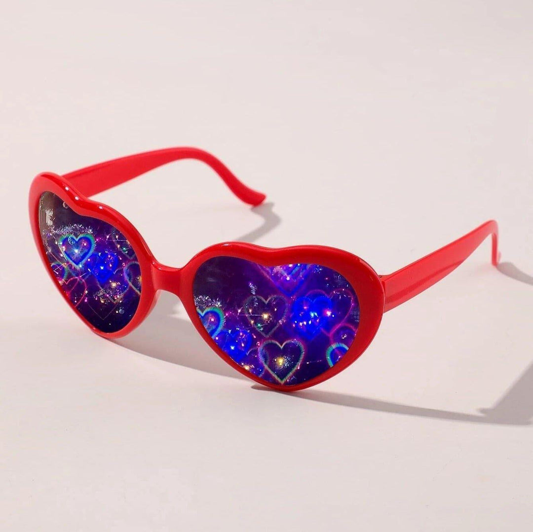 Transparente Herzbrille für Lichteffekte, ideal als Partybrille & Festival Accessoire.