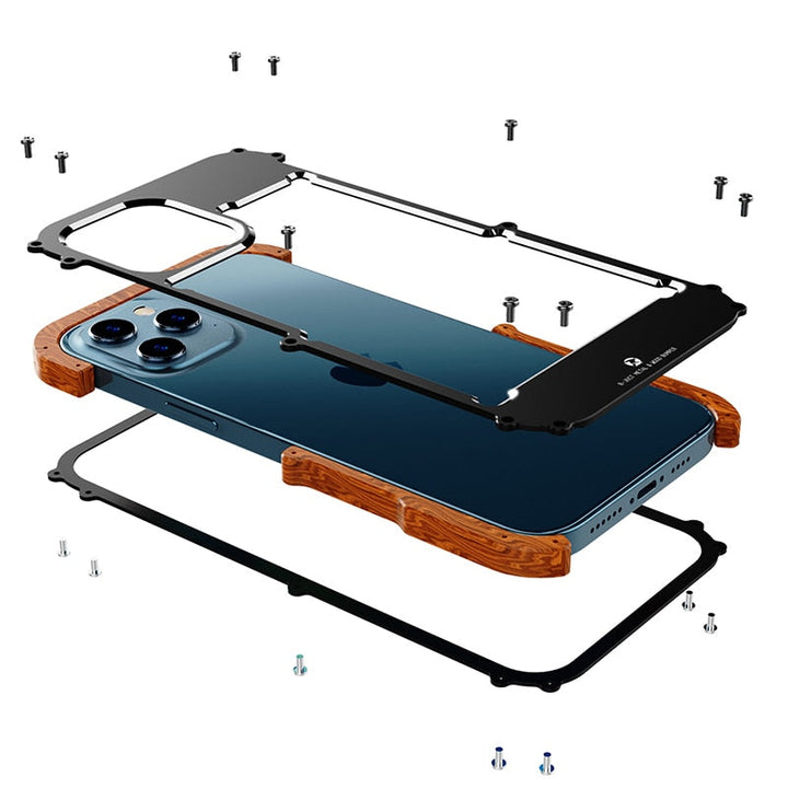 Stoßfeste Holz iPhone Hülle Arbori. Robuster Echtholz Schutz für dein Smartphone. Unisex Handyhülle.