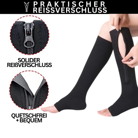 Unisex Reisestrümpfe mit Reißverschluss, bieten Fußunterstützung und fördern gesunde Durchblutung auf langen Reisen.