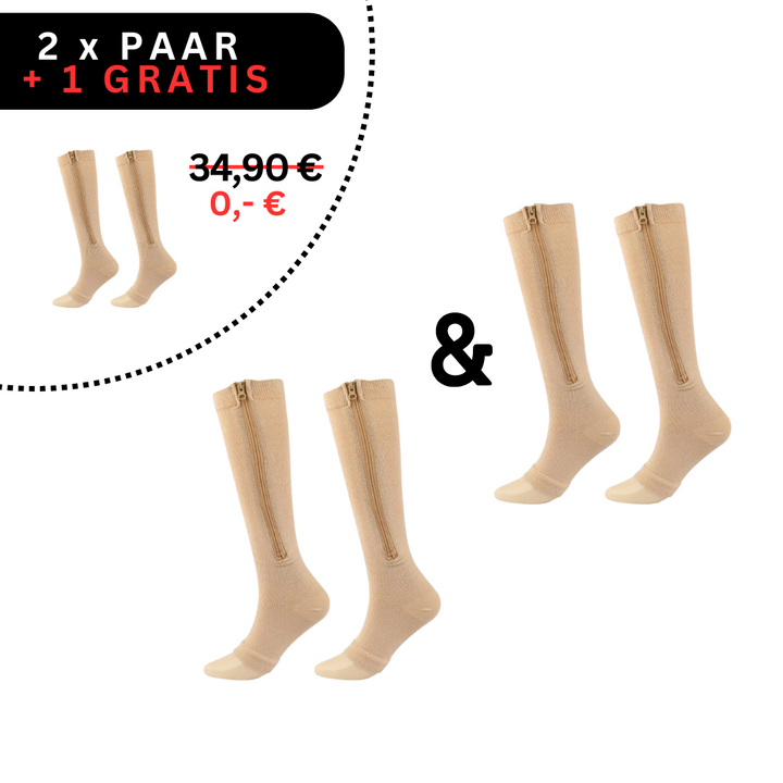 Komfortable Kompressionsstrümpfe mit Reißverschluss, unisex, für aktive Schmerzlinderung und verbesserte Durchblutung.