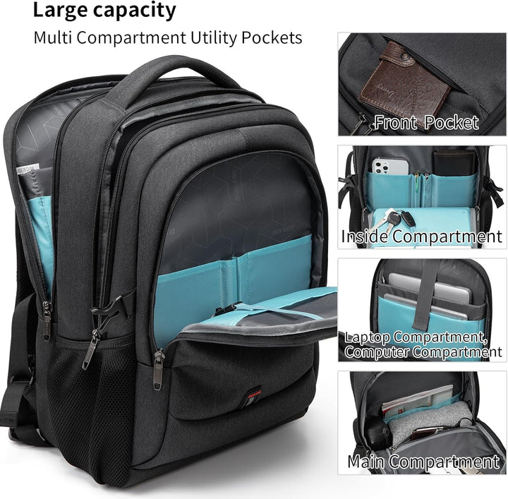 Stylischer Pendlerrucksack mit USB-Port und organisiertem Laptopfach für alle.