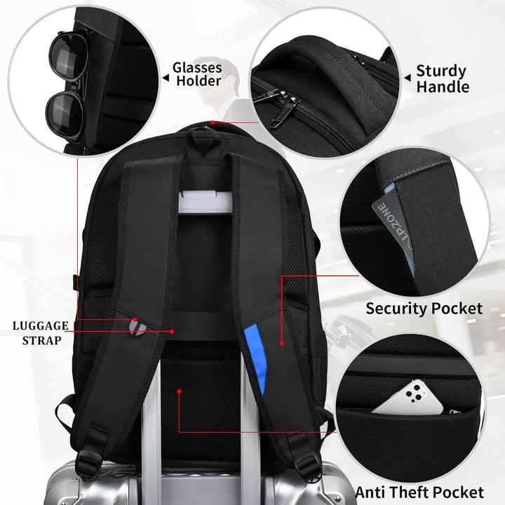 Reise-Laptoprucksack unisex, wasserdicht & robust, ideal für lange Reisen.