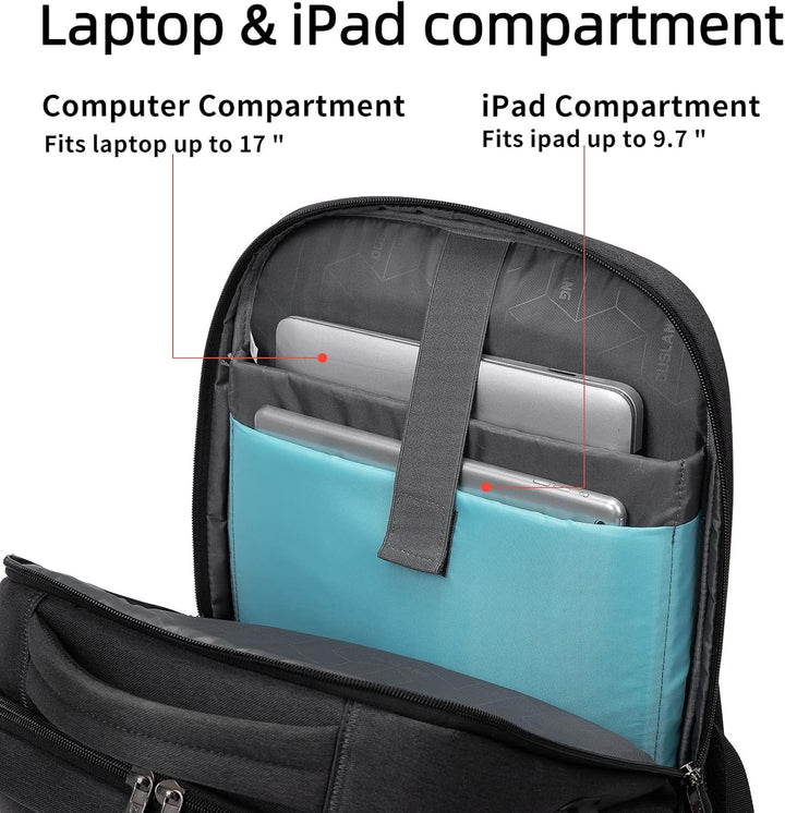 Eleganter Unisex Rucksack, wasserdicht, mit USB und vielen Organisationsfächern.