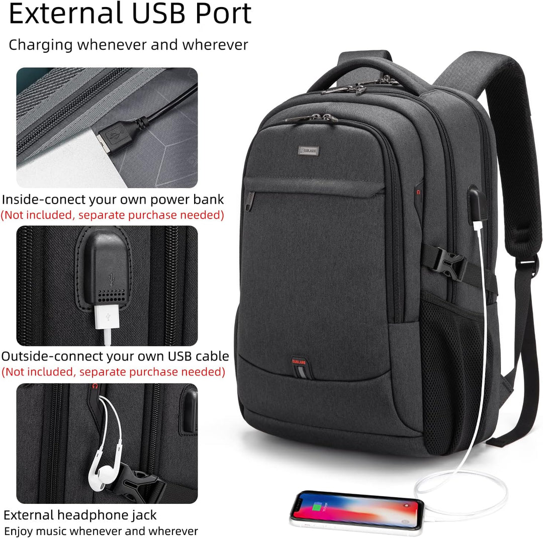 Eleganter Business Rucksack mit USB-Port, organisiertem Innenraum für Laptops.