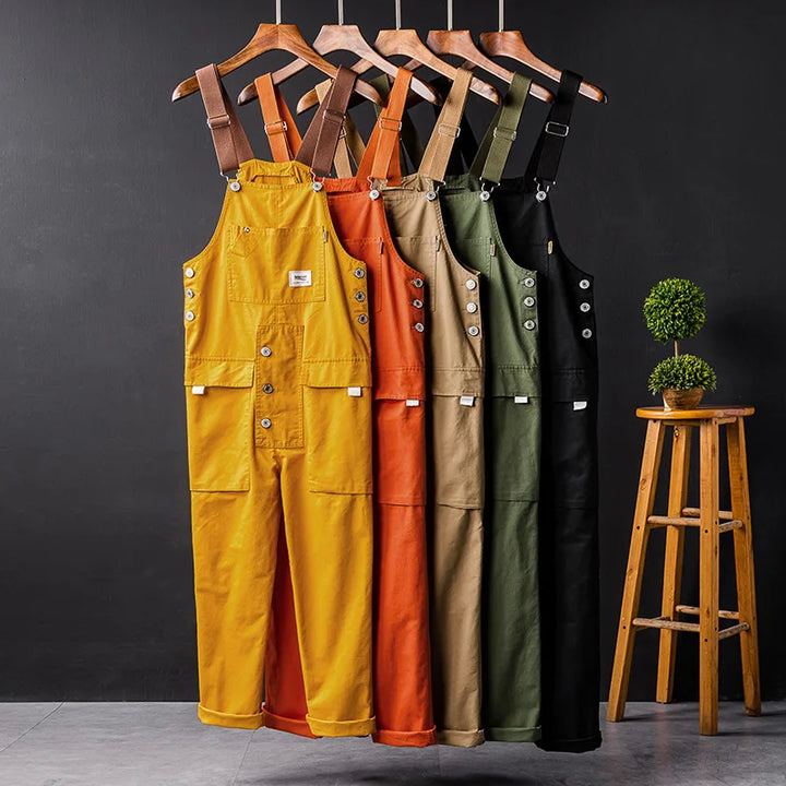 Unisex Latzhose aus strapazierfähigem Stoff, bequem für Alltag & Freizeit.