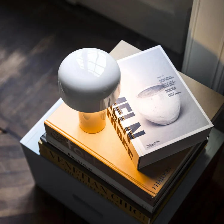Universelle LED Tischlampe, dimmbar, kabellos, perfekt für Leseecke oder als Nachtlicht.