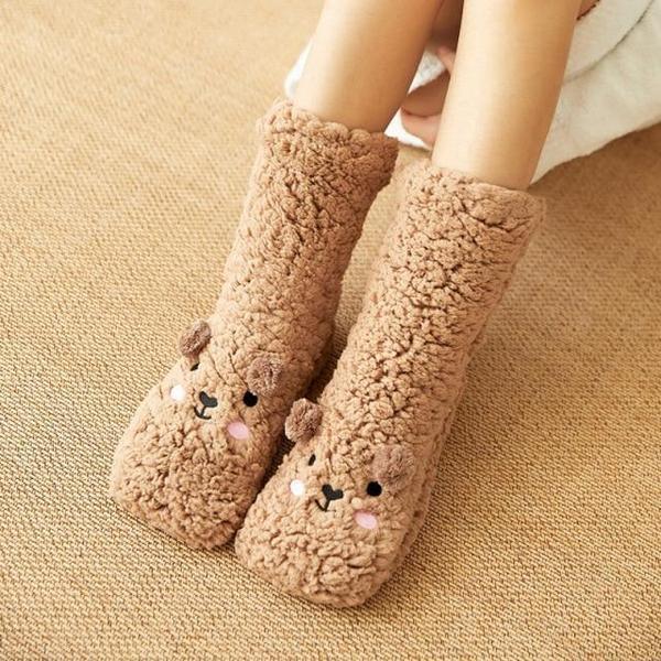 Unisex Llama Alpaka Kuschel-Wollsocken mit Anti-Rutsch-Sohle für warme Füße im Winter.