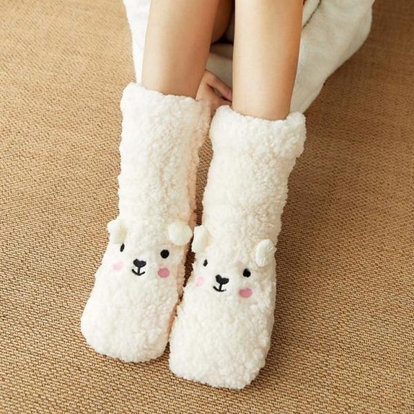 Atmungsaktive Alpaka-Kuschelsocken, unisex, mit rutschfester Unterseite, für warme und sichere Schritte.