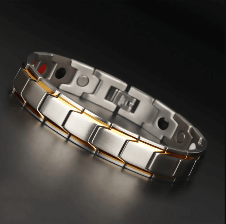 Unisex Magnetarmband aus Edelstahl mit Energiemagneten für Wohlbefinden und stilvolles Alltagsoutfit.