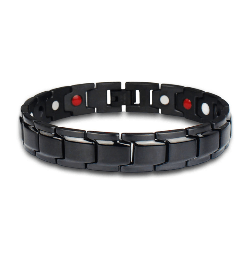 Elegantes Unisex Gesundheitsarmband aus robustem Edelstahl, magnetisch, für tägliche Energie und Balance.