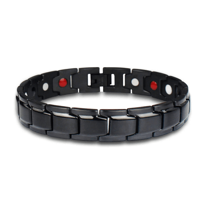 Elegantes Unisex Gesundheitsarmband aus robustem Edelstahl, magnetisch, für tägliche Energie und Balance.