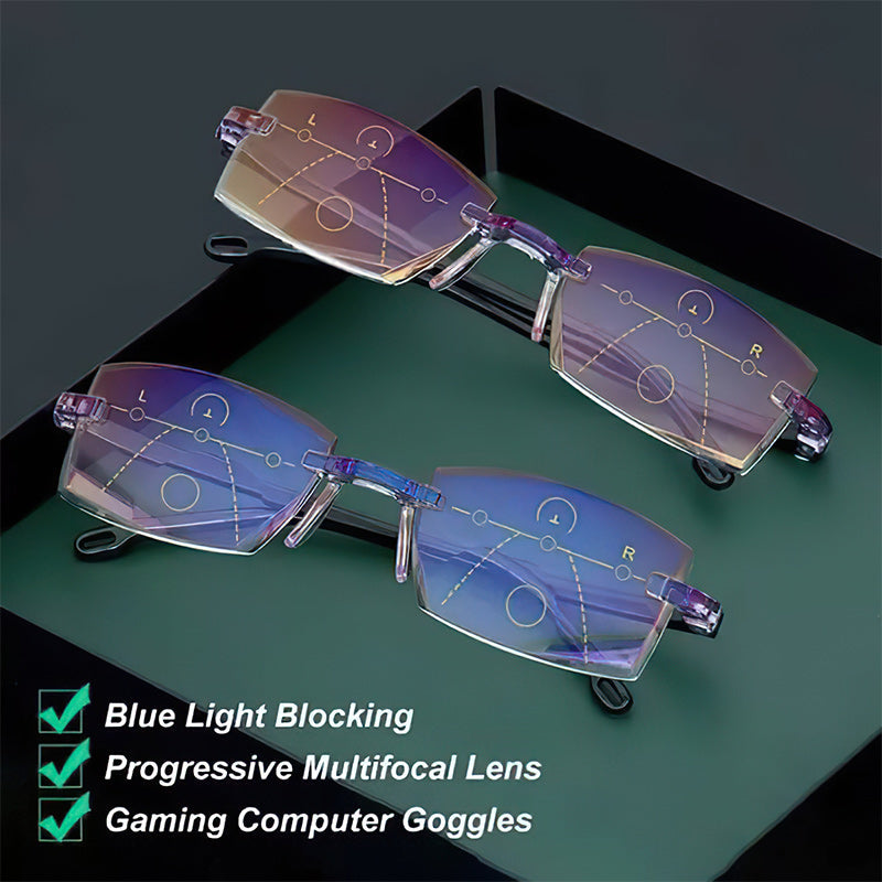 Unisex Multifokal Lesebrille mit Blaulichtfilter für digitalen Augenschutz & klare Sicht.
