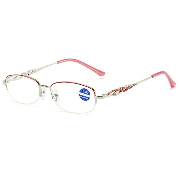 Lila Unisex Multifokal Lesebrille, flexible Sehhilfe für Nah- & Fernsicht, Blaulichtschutz.